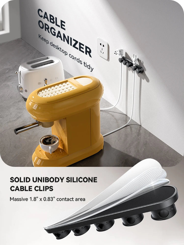 Joyroom 5-in-1 Magnetic Cable Organizer Management Adjustable Sliding Track Cable Clips Under Desk Wire Keeper JR-ZS588