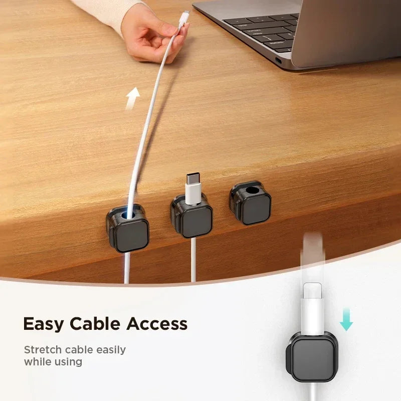 6PCS Magnetic Cable Clips — Smooth Adjustable Cord Holders for Under-Desk Cable Management & Wire Keeper Cable Organizer