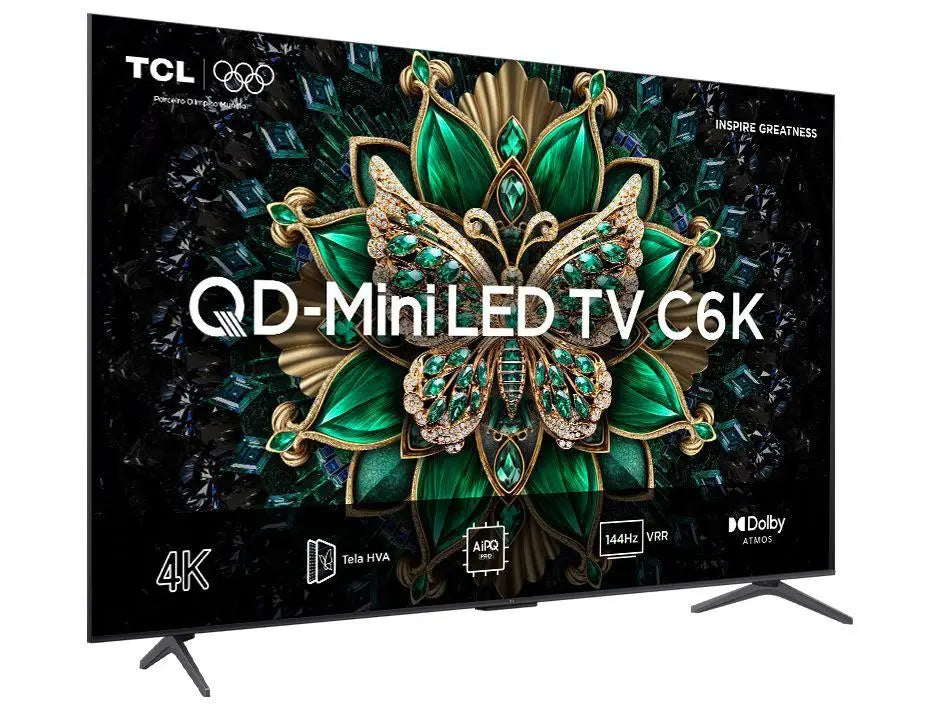 Smart TV 65 TCL 4K UHD MiniLED 65C6K 120Hz Google TV AiPQ Google Assistant 4 HDMI 2 USB