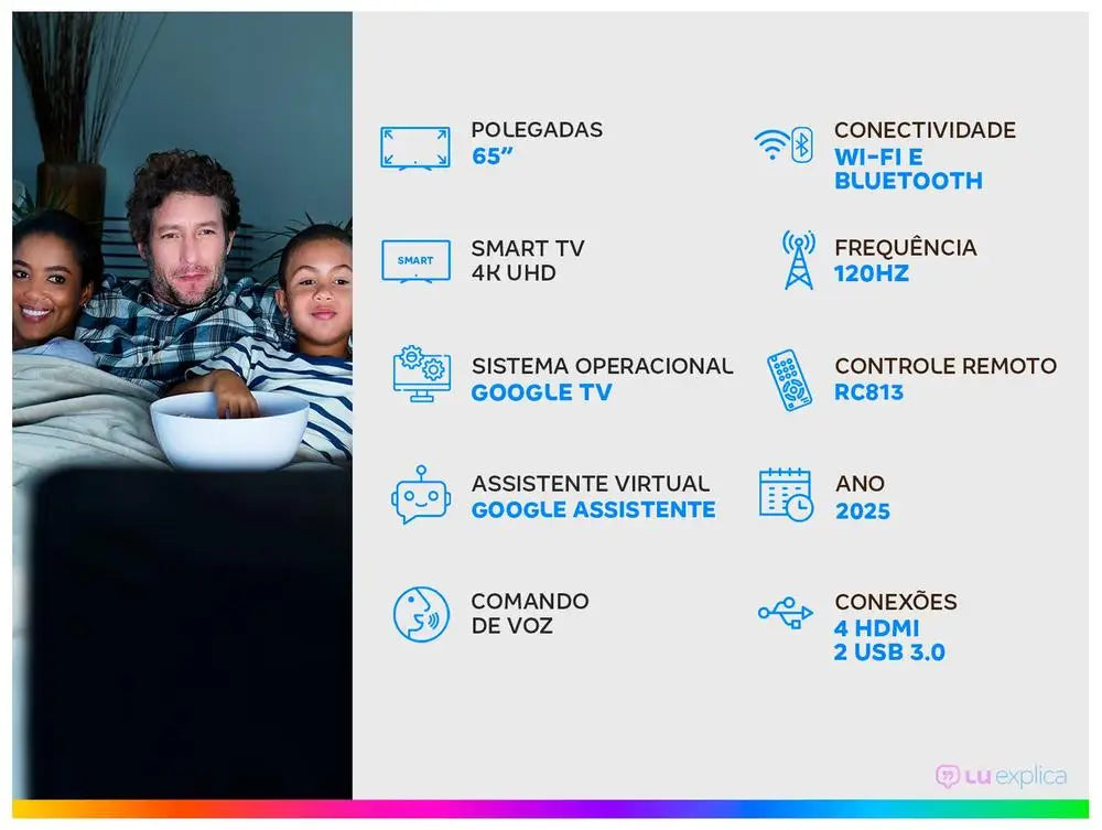 Smart TV 65 TCL 4K UHD MiniLED 65C6K 120Hz Google TV AiPQ Google Assistant 4 HDMI 2 USB