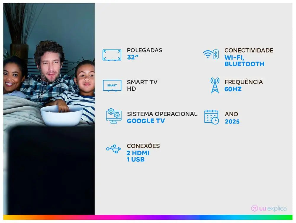 Smart TV 32 "TCL HD LED 32S42 Google TV 2 HDMI