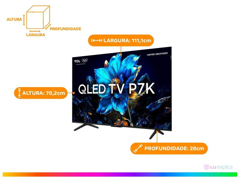 Smart TV 50 "TCL 4K UHD QLED 50P7K Google TV AiPQ Google Assistant 3 HDMI