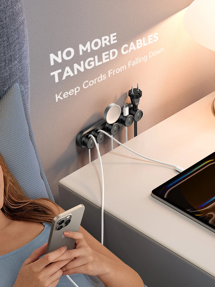 Joyroom 5-in-1 Magnetic Cable Organizer Management Adjustable Sliding Track Cable Clips Under Desk Wire Keeper JR-ZS588