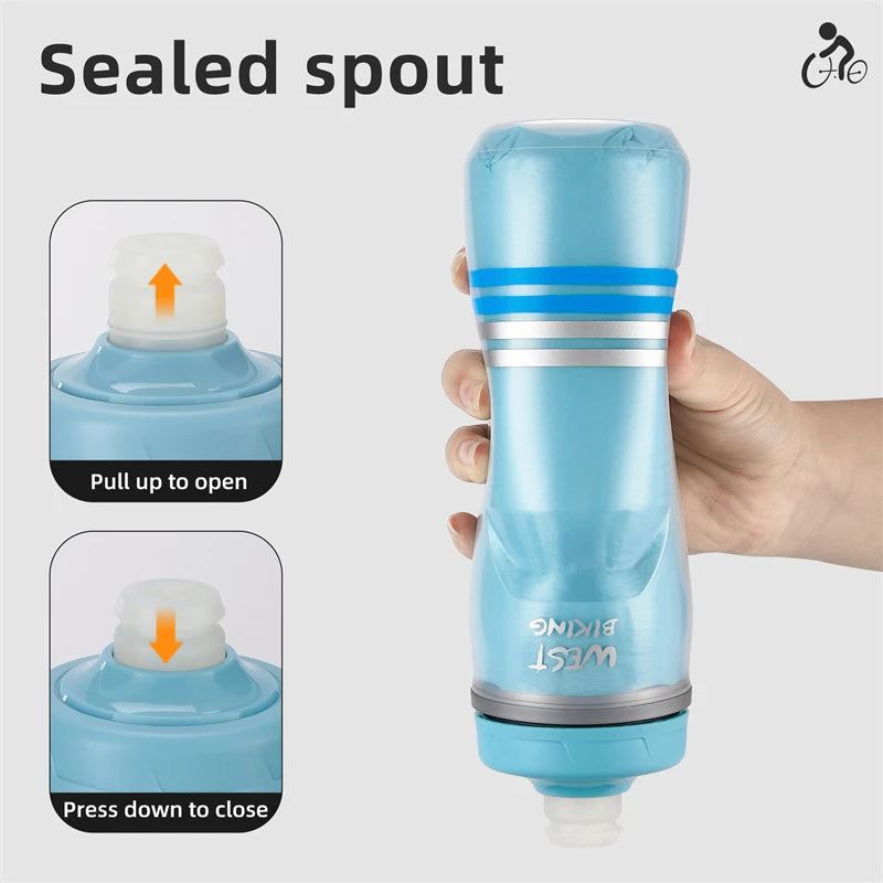 WEST BIKING 620ML Cycling Water Bottle Cold Water Insulated Thermal Silicone Bottle Fitnes Outdoor Bicycle Portable Water Kettle