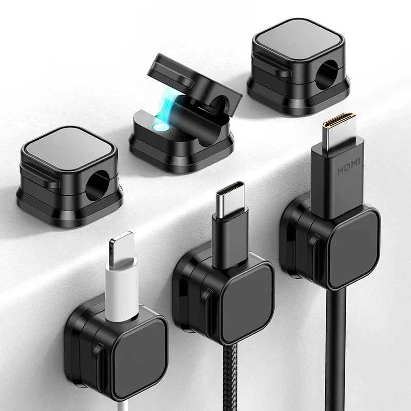 6PCS Magnetic Cable Clips — Smooth Adjustable Cord Holders for Under-Desk Cable Management & Wire Keeper Cable Organizer